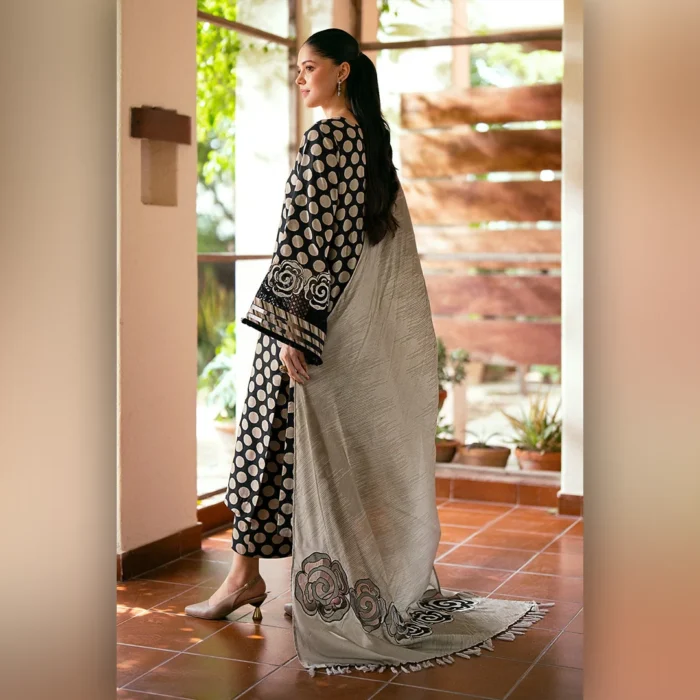 Polka Black by Designs Now Bridal Dress Ladies Fashion Unstitched Women's Clothing